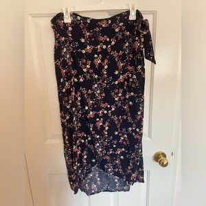 Xhilaration Blue Floral Hi Low Wrap Skirt